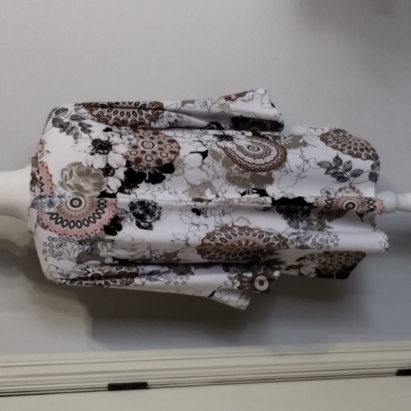 SOL RHR women's size 3X Boho printed floral top ruffle sleeve green white coral - Picture 6 of 9